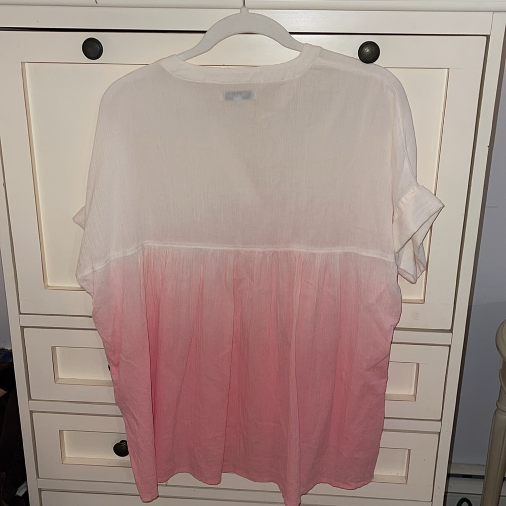 Madewell Lakeline PINK Dip Dye Popover Shirt Size M - Picture 7 of 10